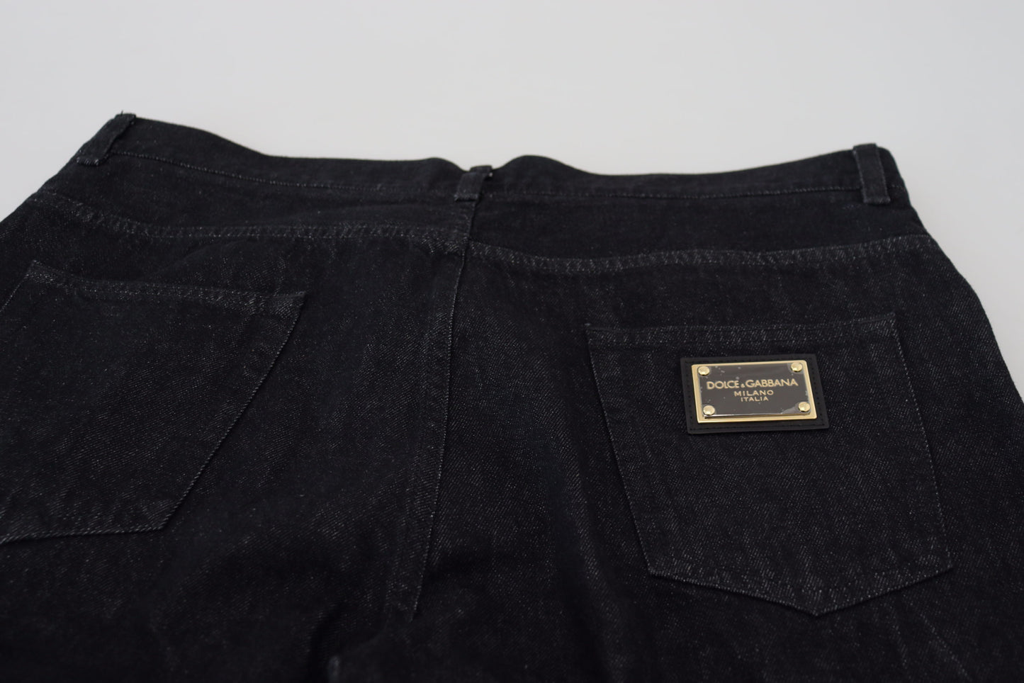 - Elegant Black Washed Denim Pants Luxe Cotton
