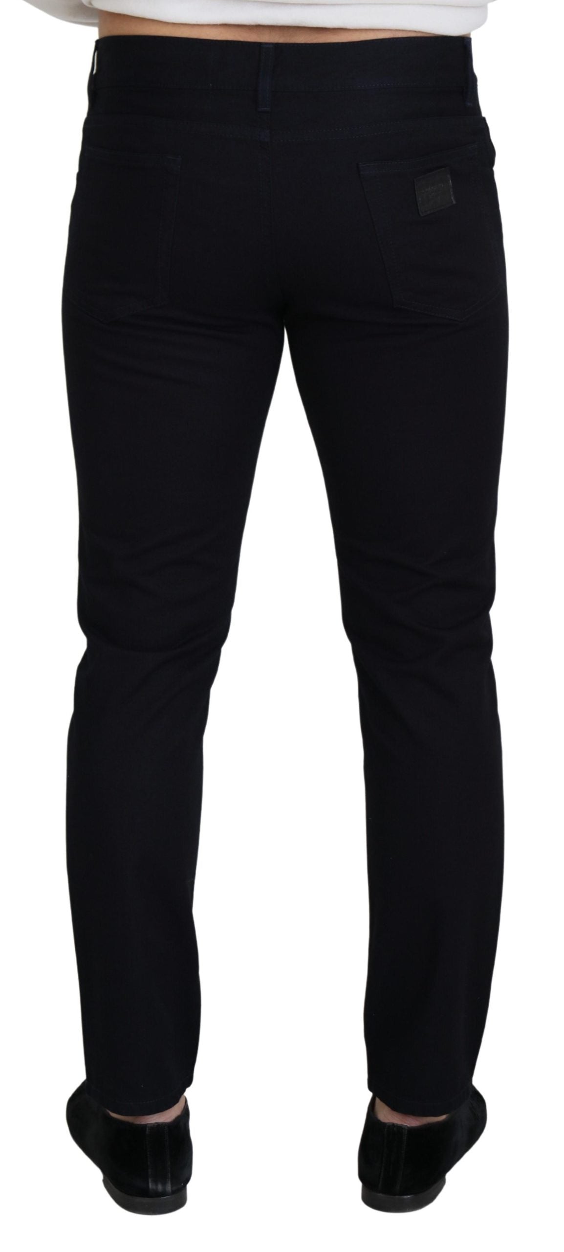 - Elegant Black Silk Blend Denim Pants