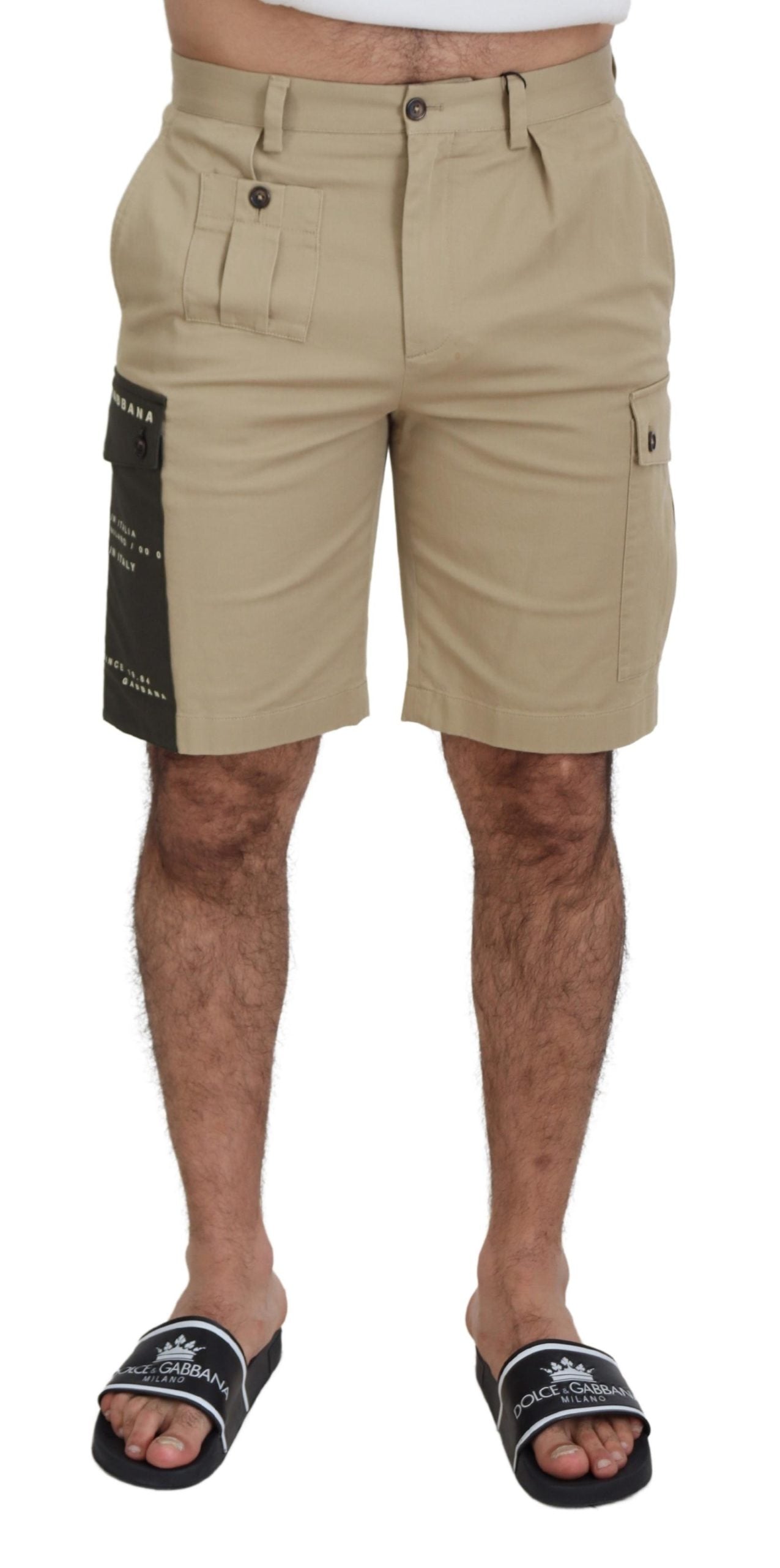 - Elegant Beige Cotton Blend Designer Shorts
