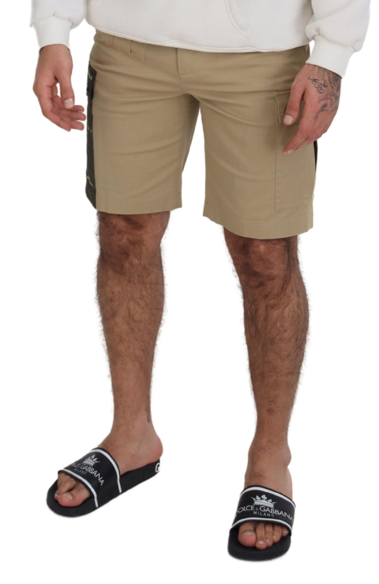 - Elegant Beige Cotton Blend Designer Shorts