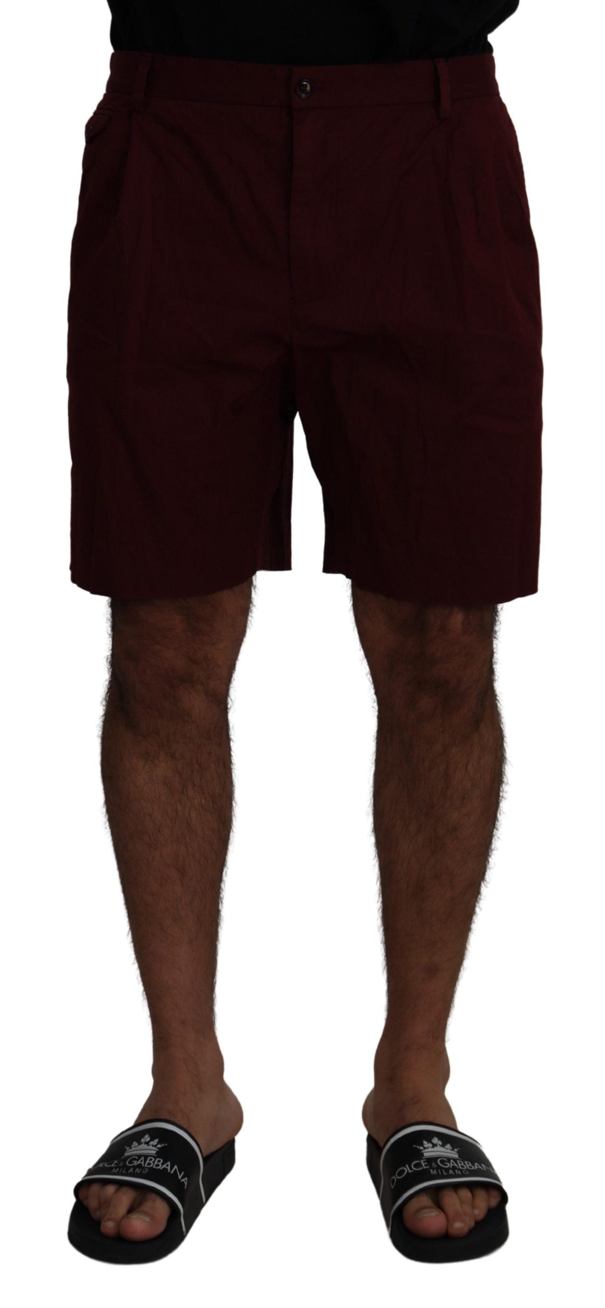 - Elegant Maroon Cotton Blend Shorts
