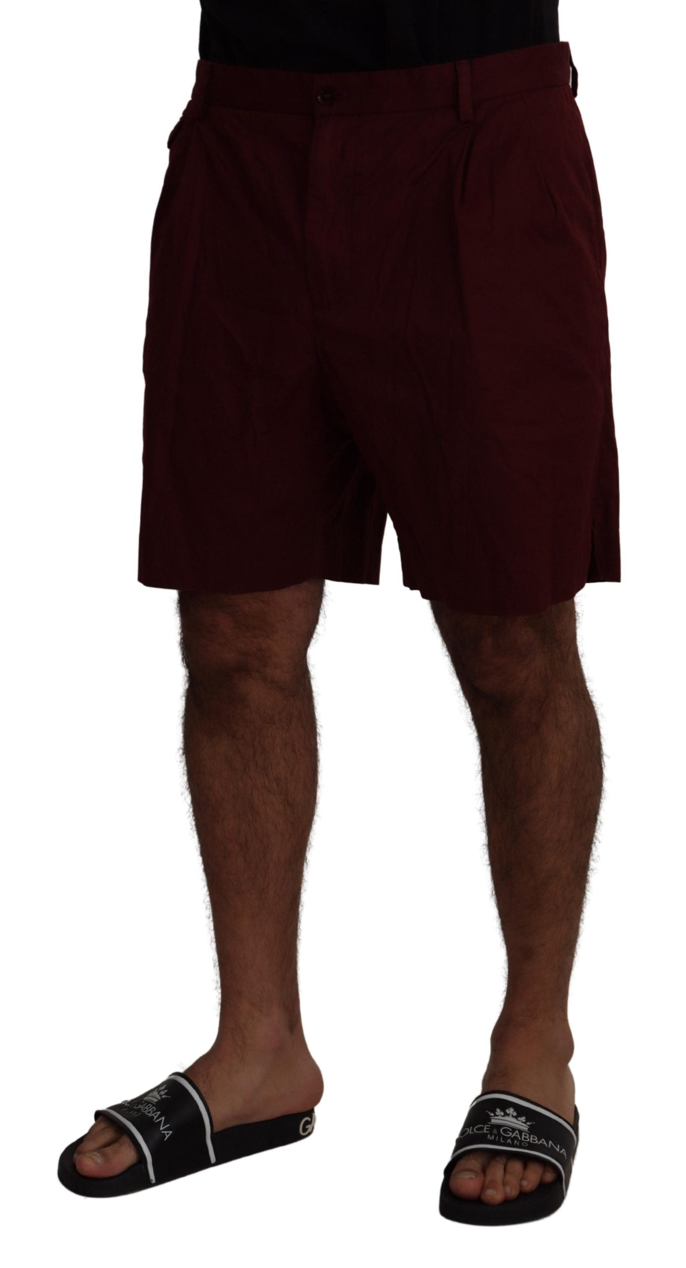 - Elegant Maroon Cotton Blend Shorts