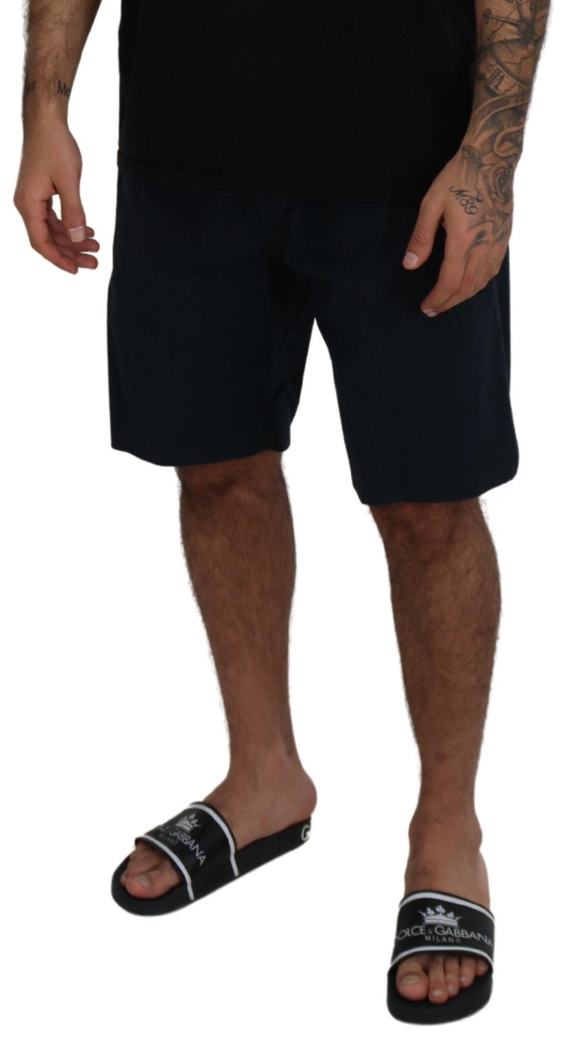 - Elegant Blue Cotton Blend Shorts