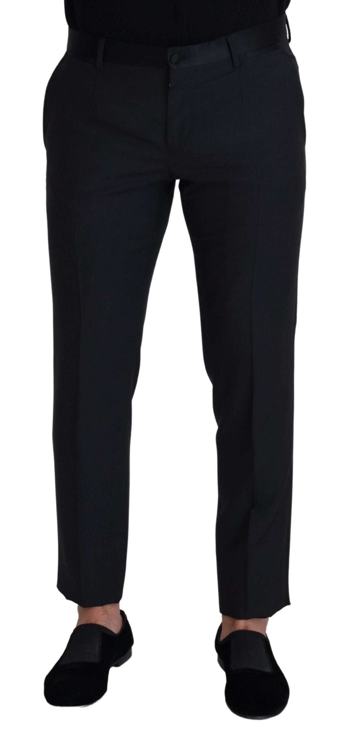 - Elegant Black Wool Blend Trousers