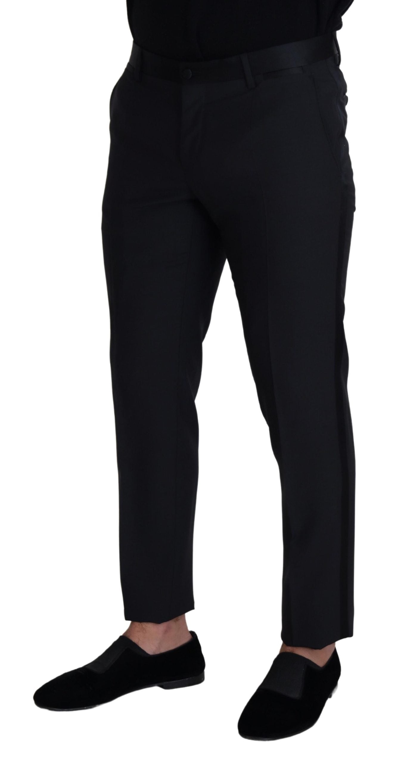 - Elegant Black Wool Blend Trousers