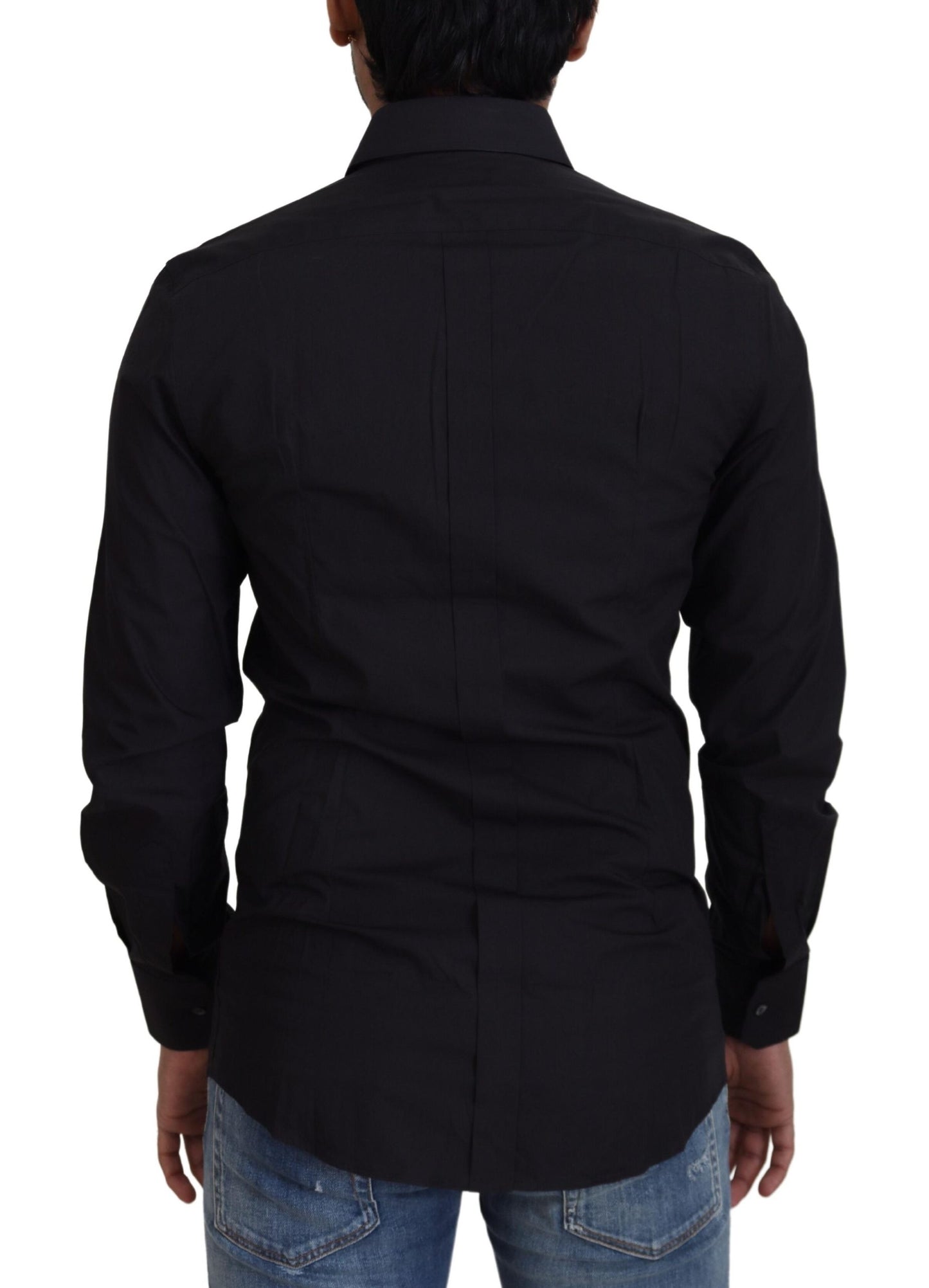 - Elegant Slim Fit Black Cotton Dress Shirt