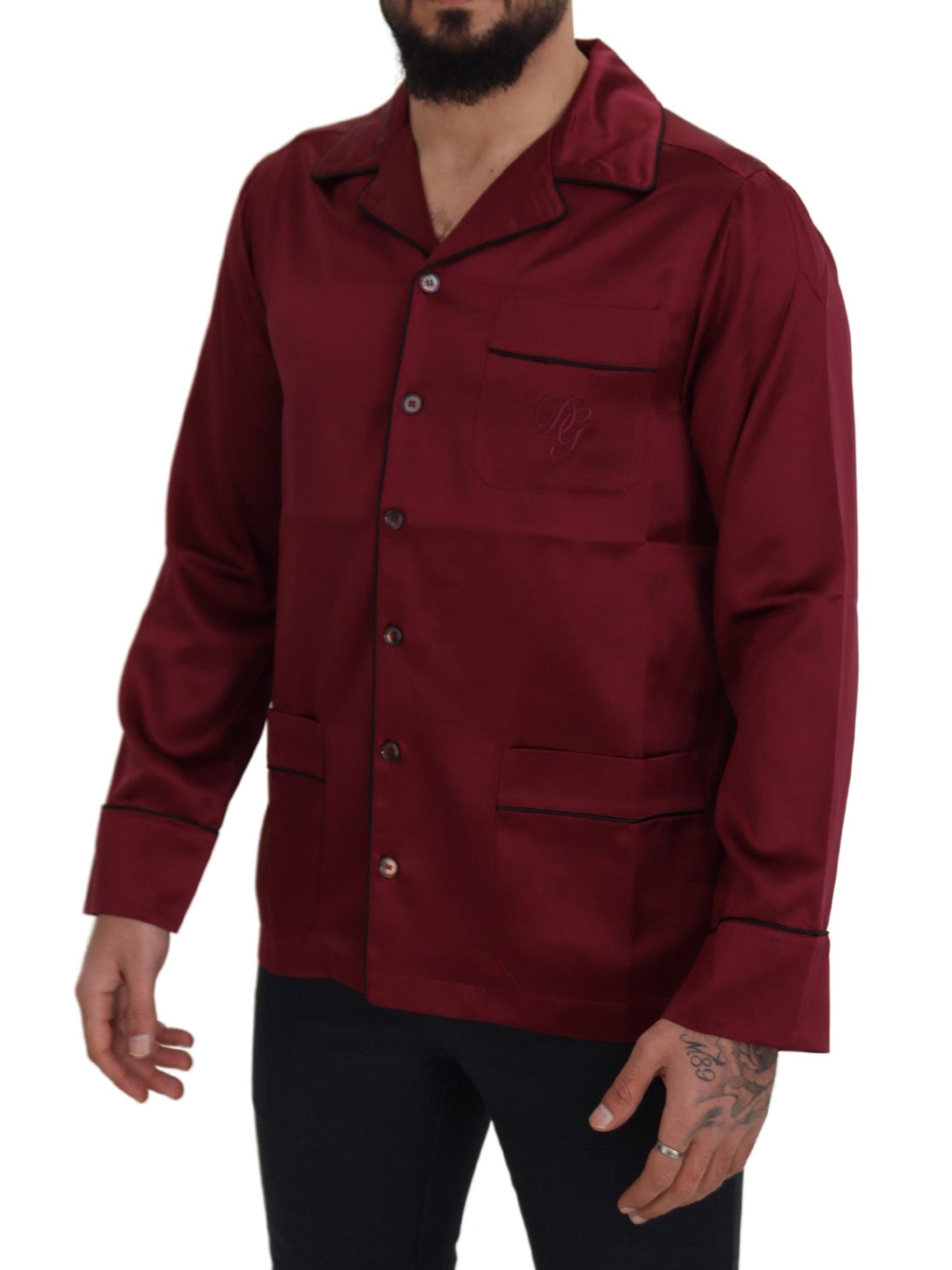 - Elegant Silk Red Nightshirt Pajama