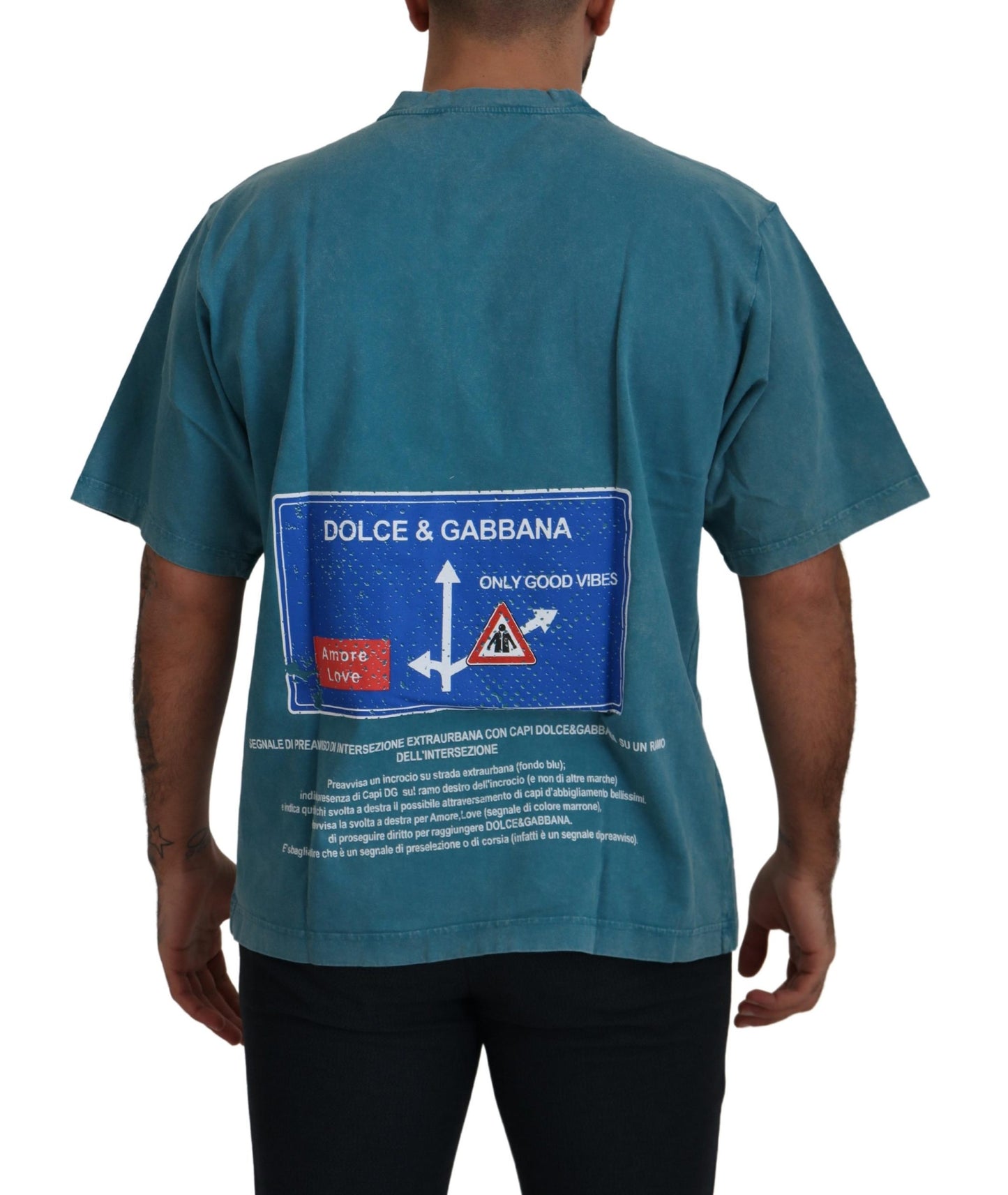 - Elegant Crew Neck Cotton Tee in Blue