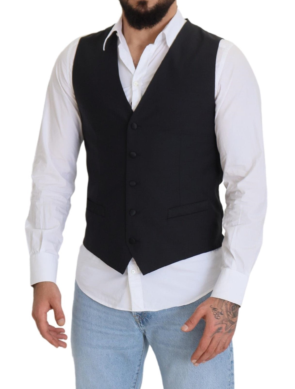 - Elegant Black Single Breasted Dress Vest