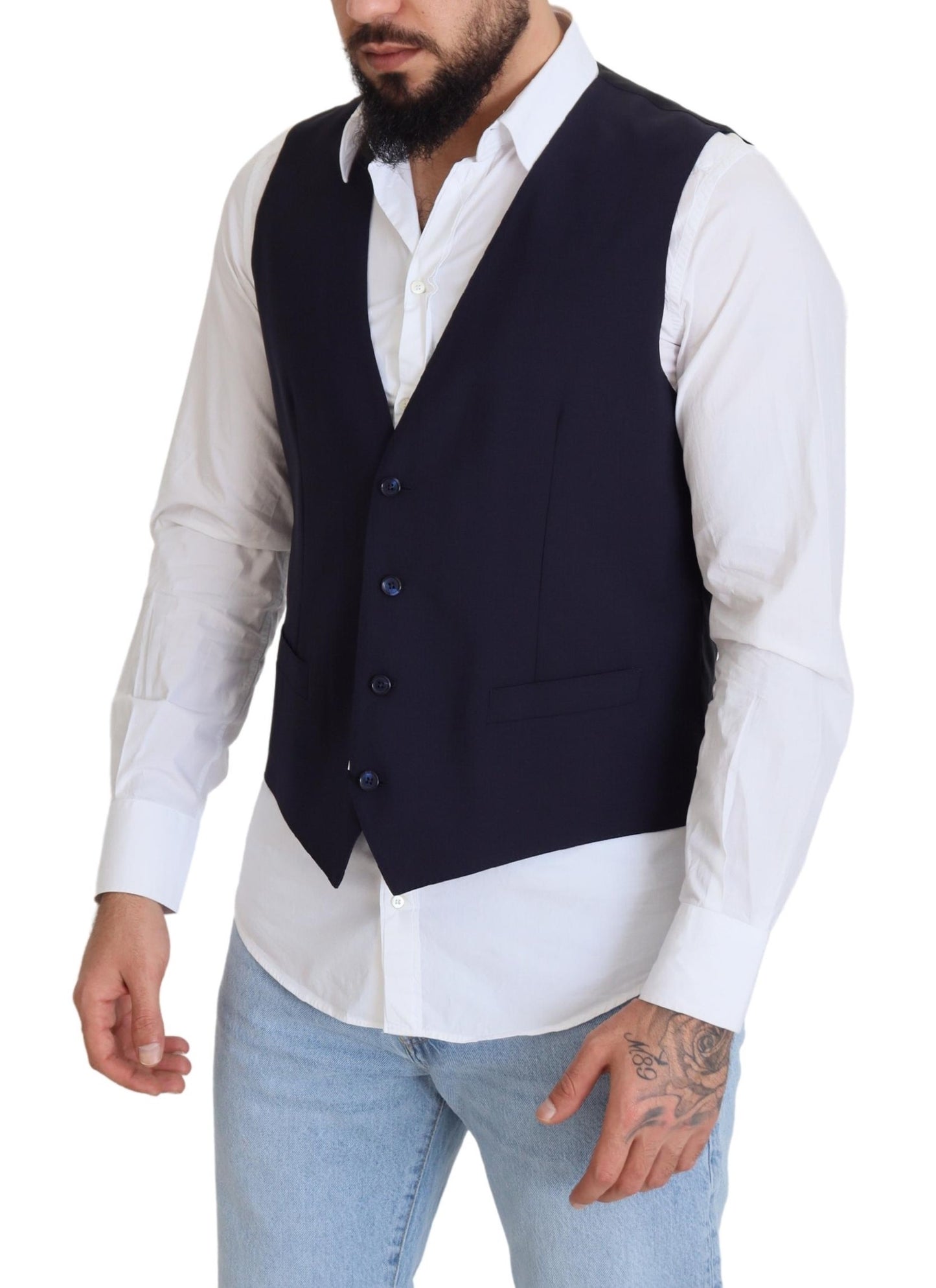 - Elegant Dark Blue Formal Dress Vest