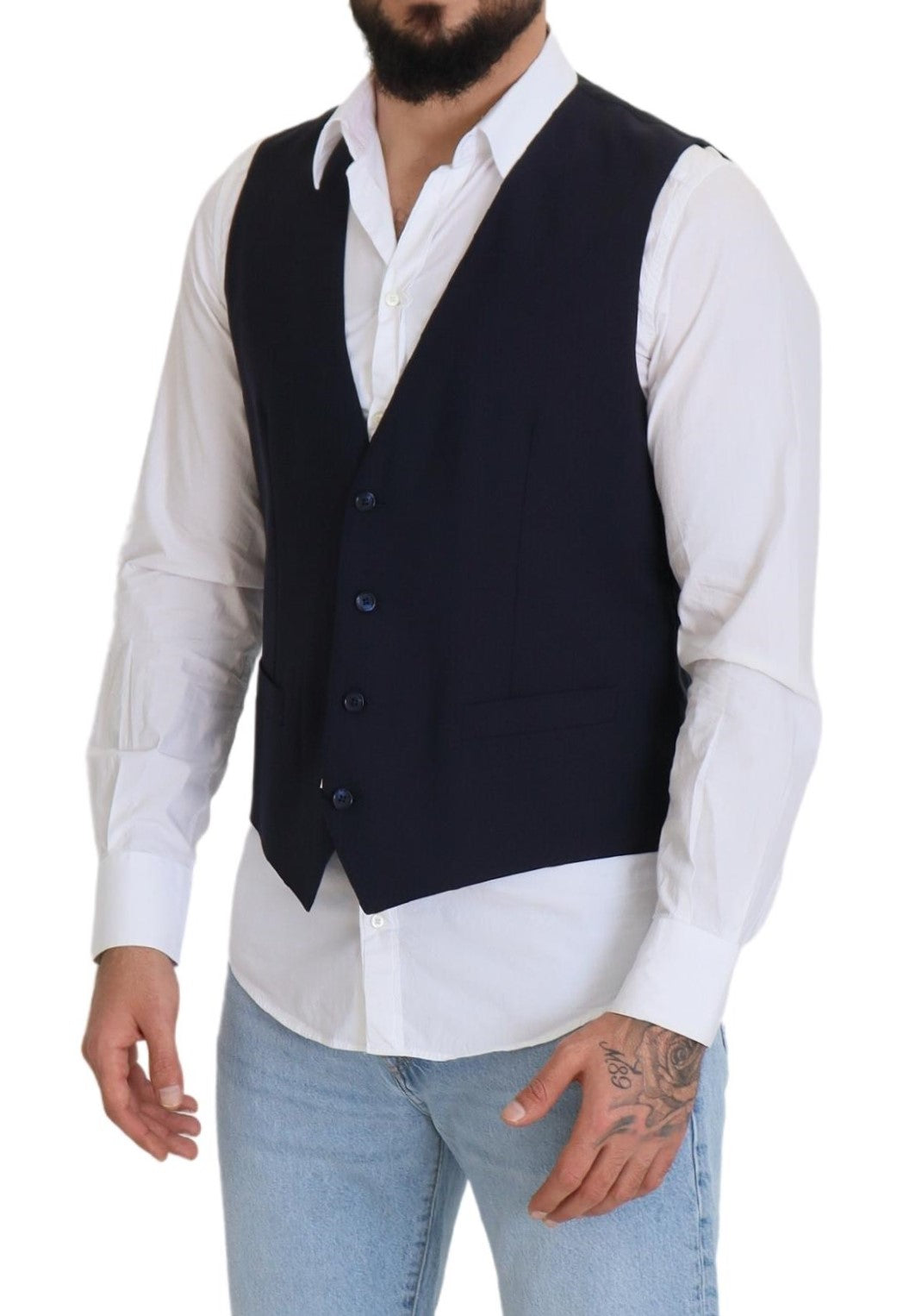 - Elegant Dark Blue Formal Dress Vest