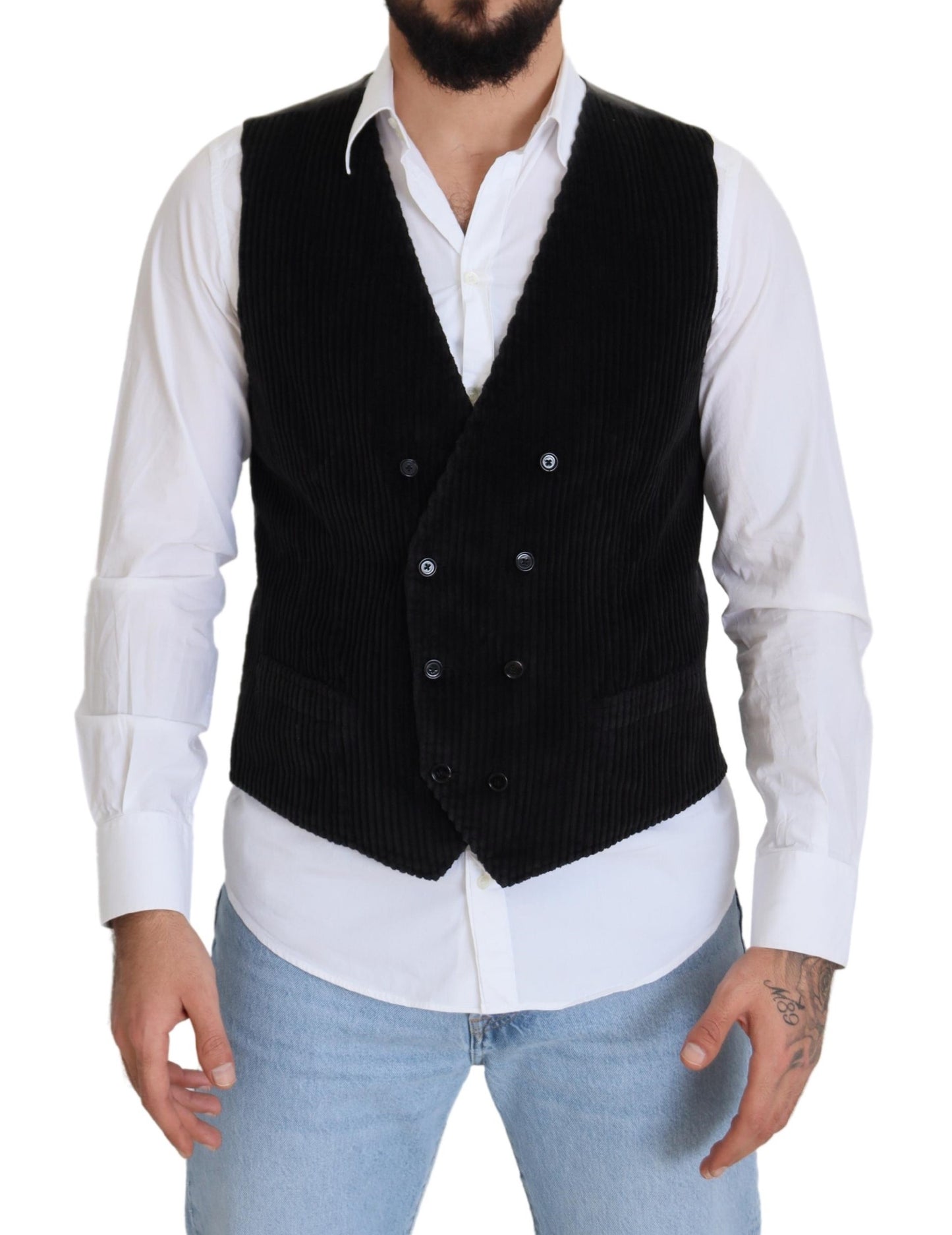 - Elegant Black Double Breasted Dress Vest