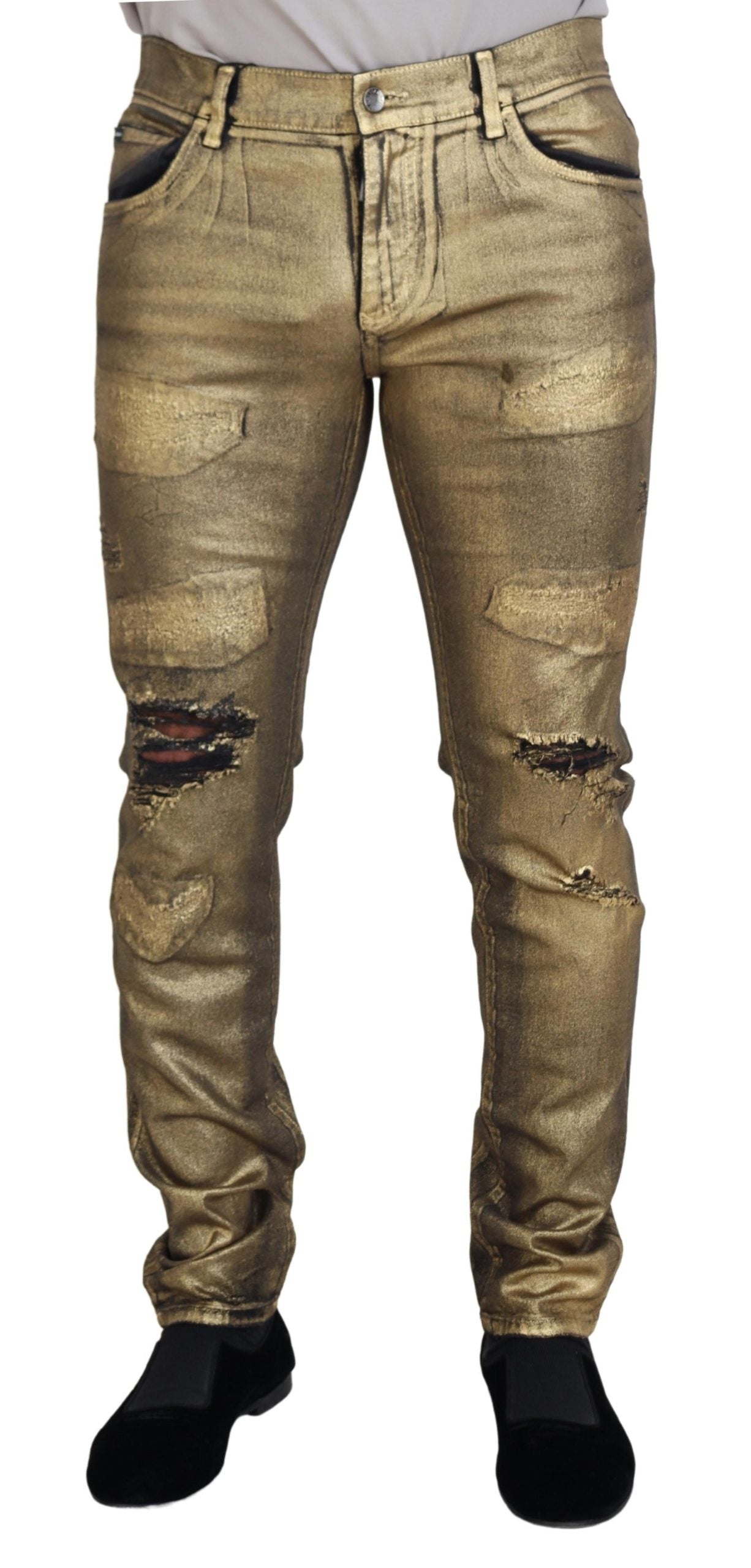 - Elegant Gold Denim Elegance