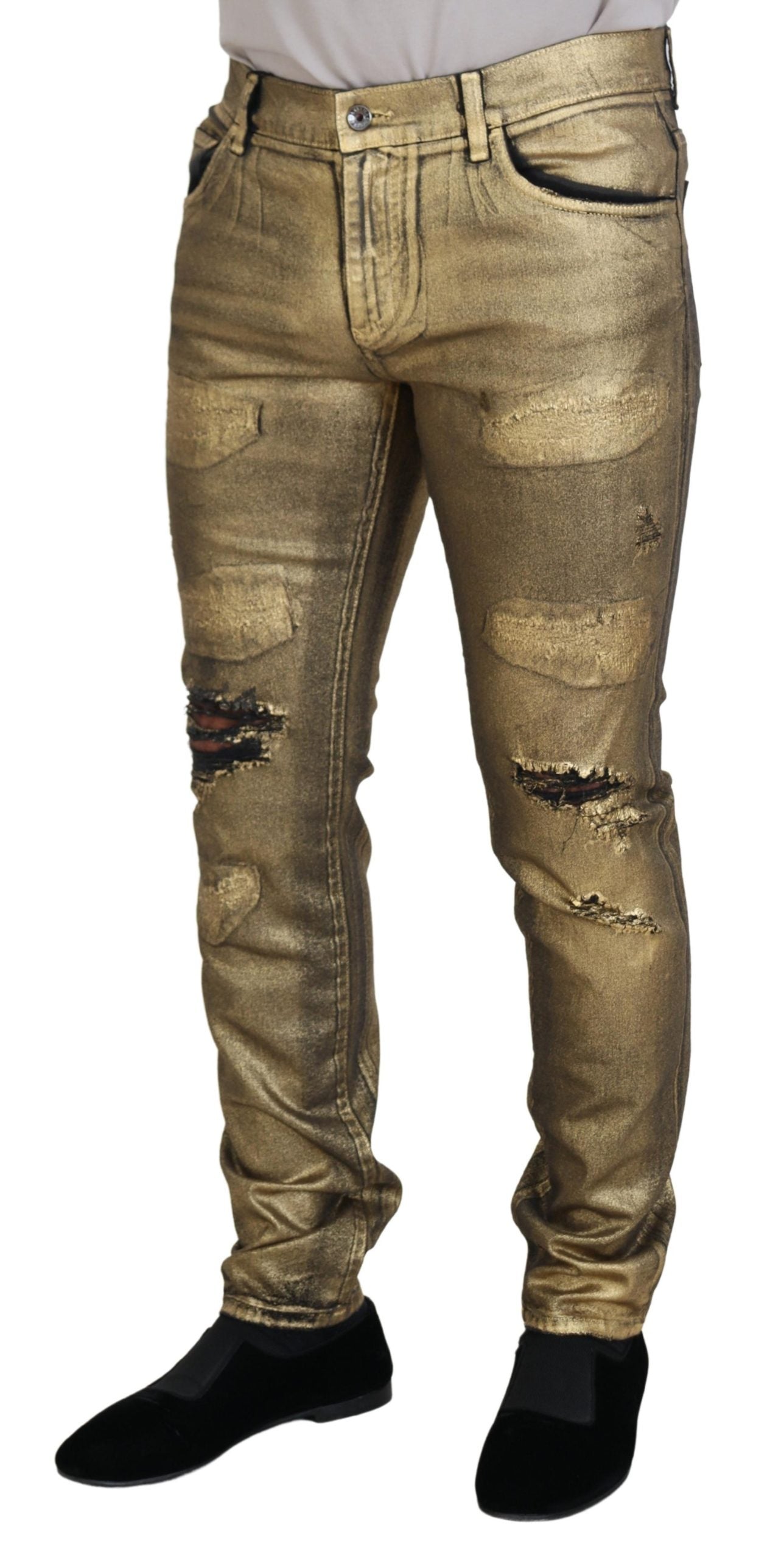 - Elegant Gold Denim Elegance