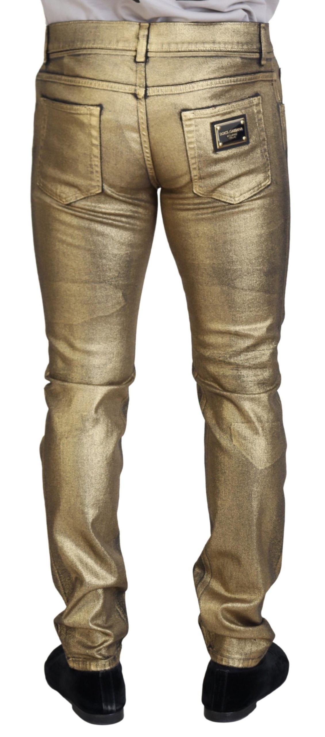 - Elegant Gold Denim Elegance