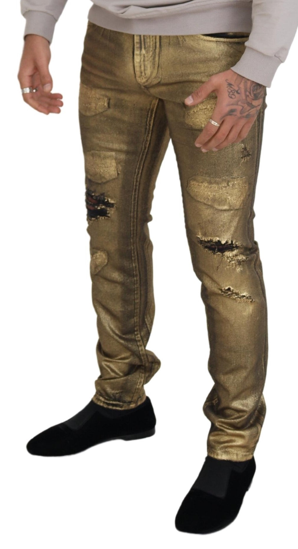 - Elegant Gold Denim Elegance