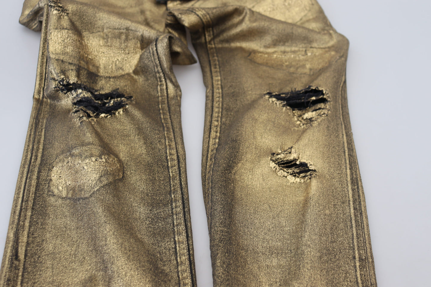 - Elegant Gold Denim Elegance