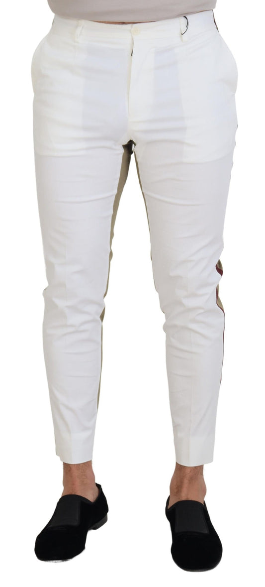 - Two-Tone White & Brown Chic Cotton Pants