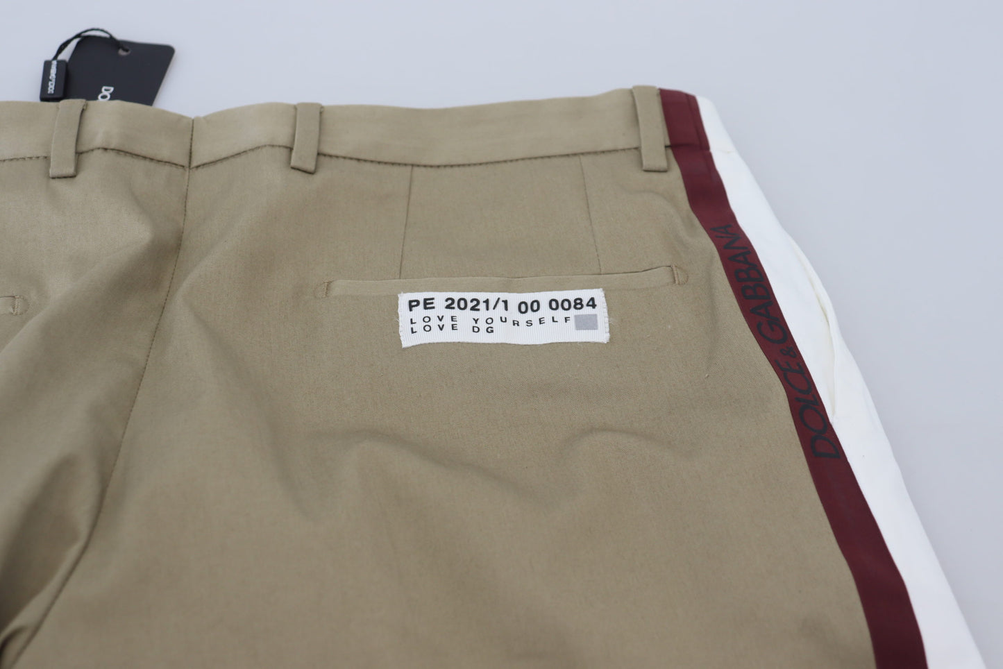 - Two-Tone White & Brown Chic Cotton Pants