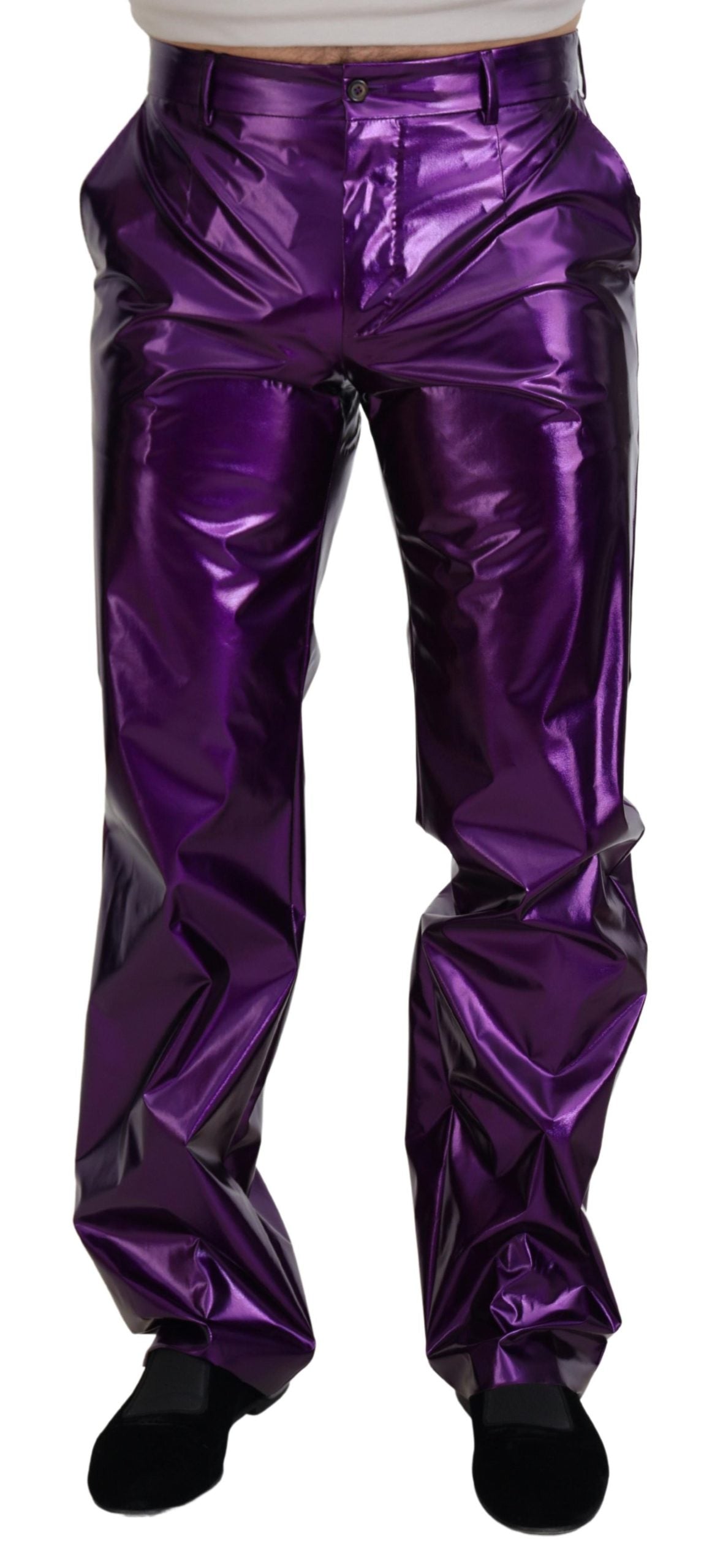 - Elegant Shining Purple Straight Fit Pants