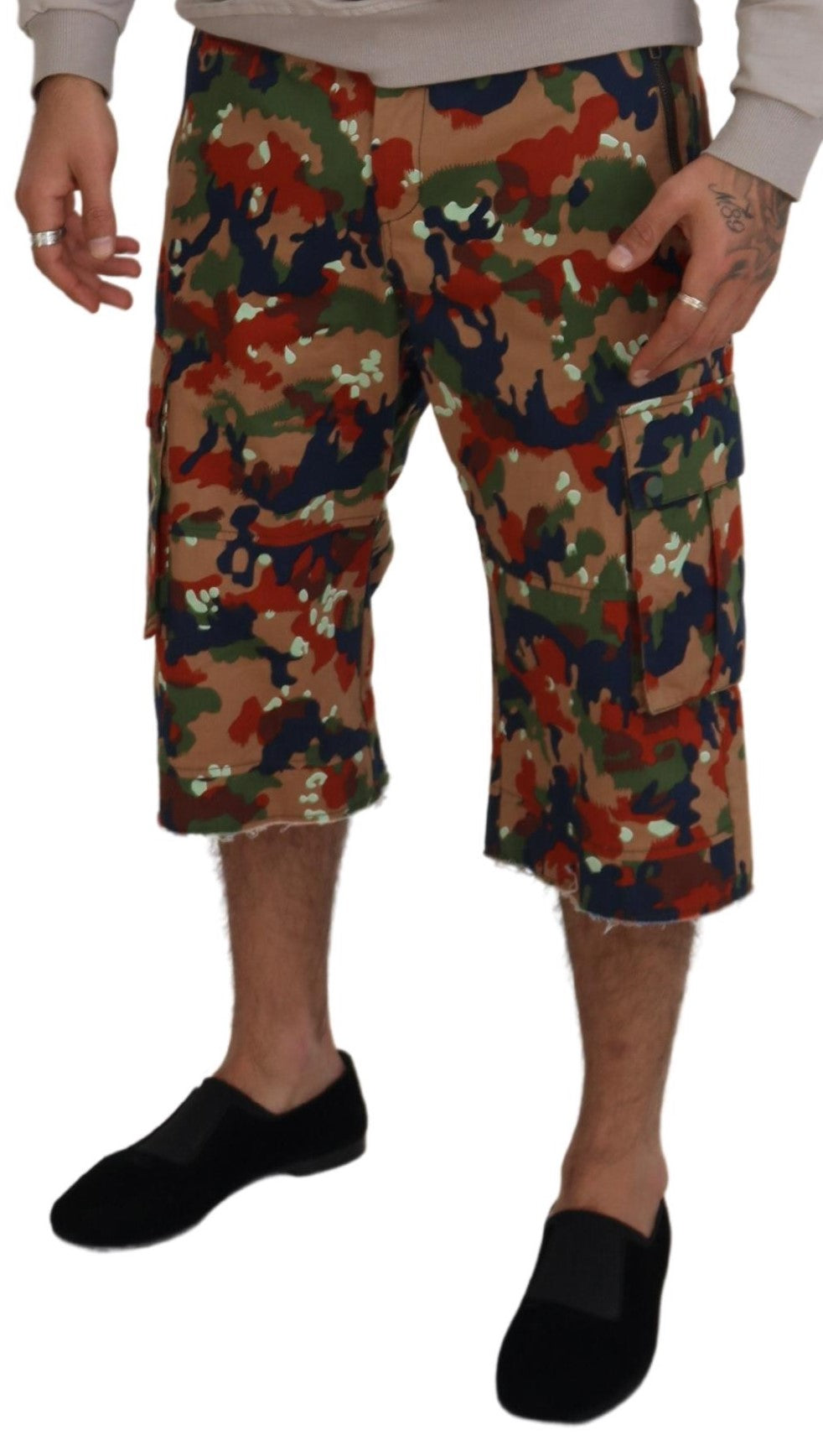 - Italian Designer Multicolor Cargo Shorts