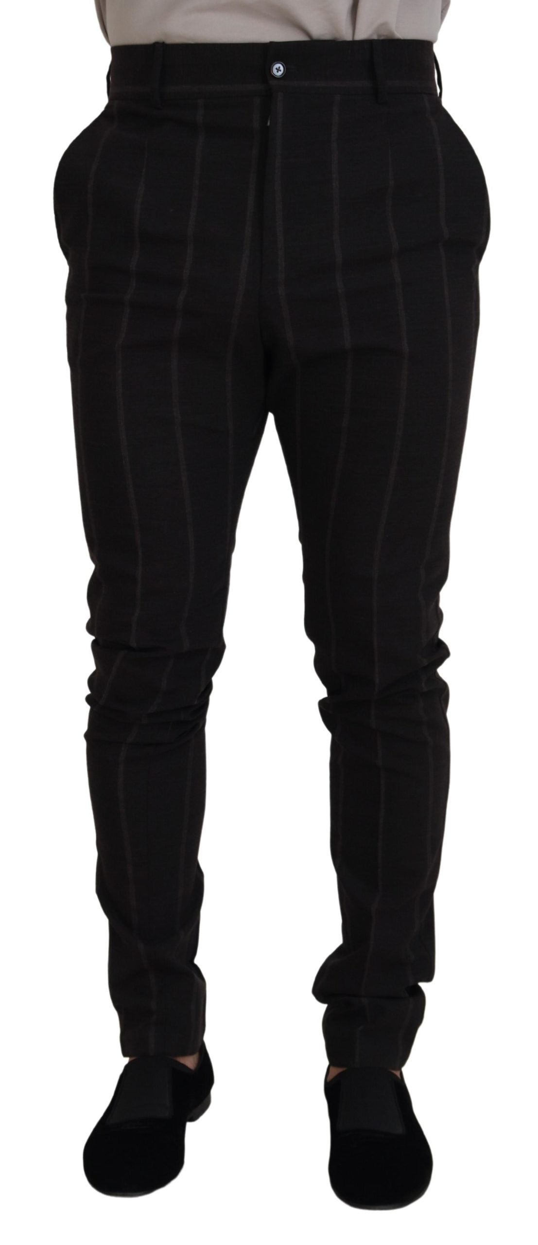 - Elegant Black Striped Chino Pants