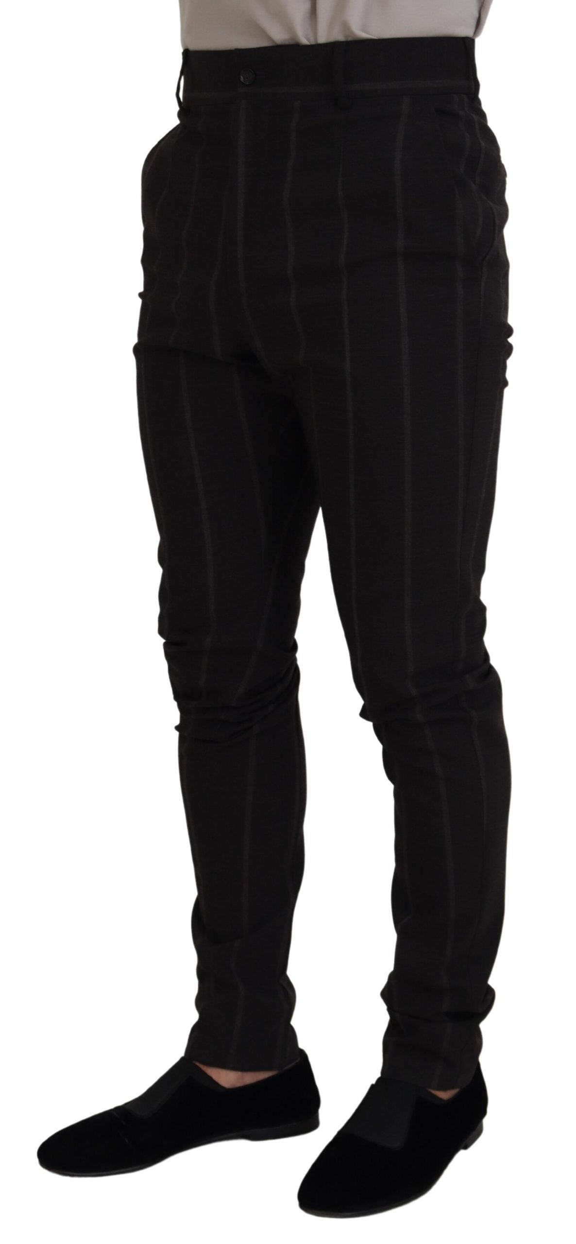 - Elegant Black Striped Chino Pants