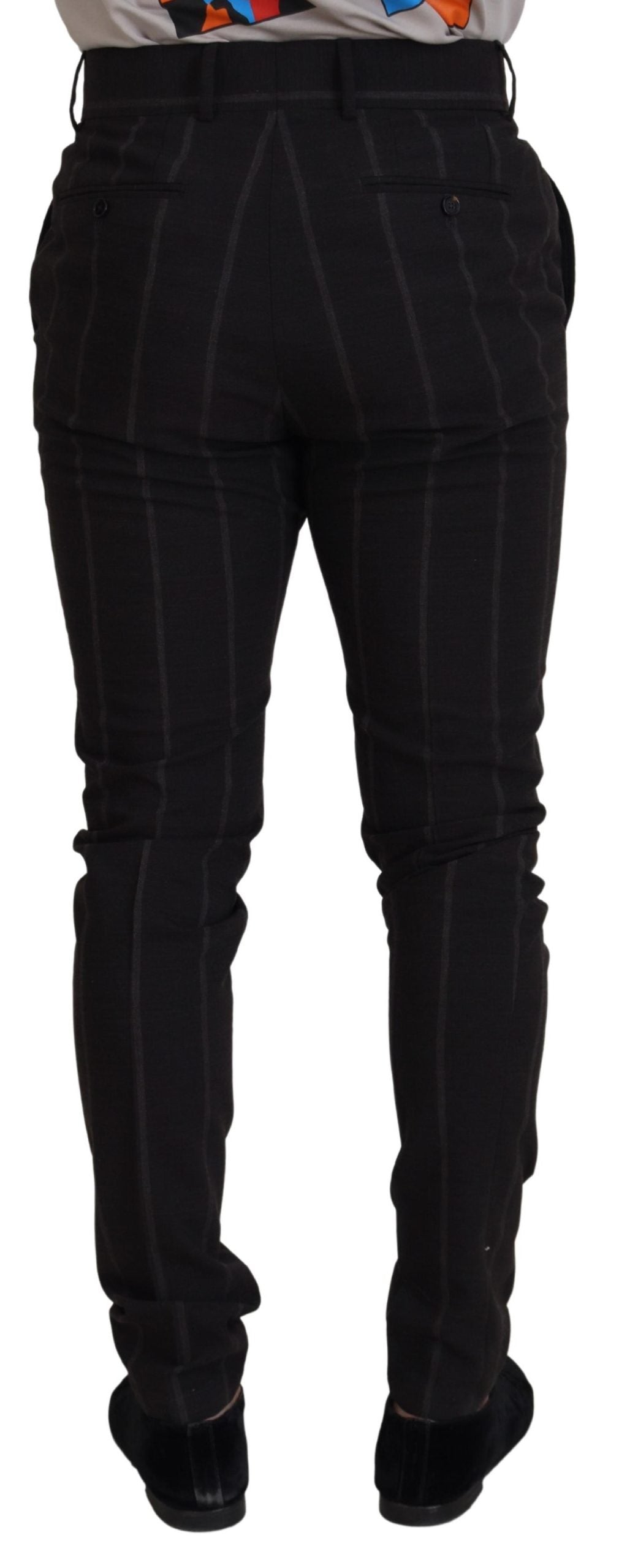 - Elegant Black Striped Chino Pants
