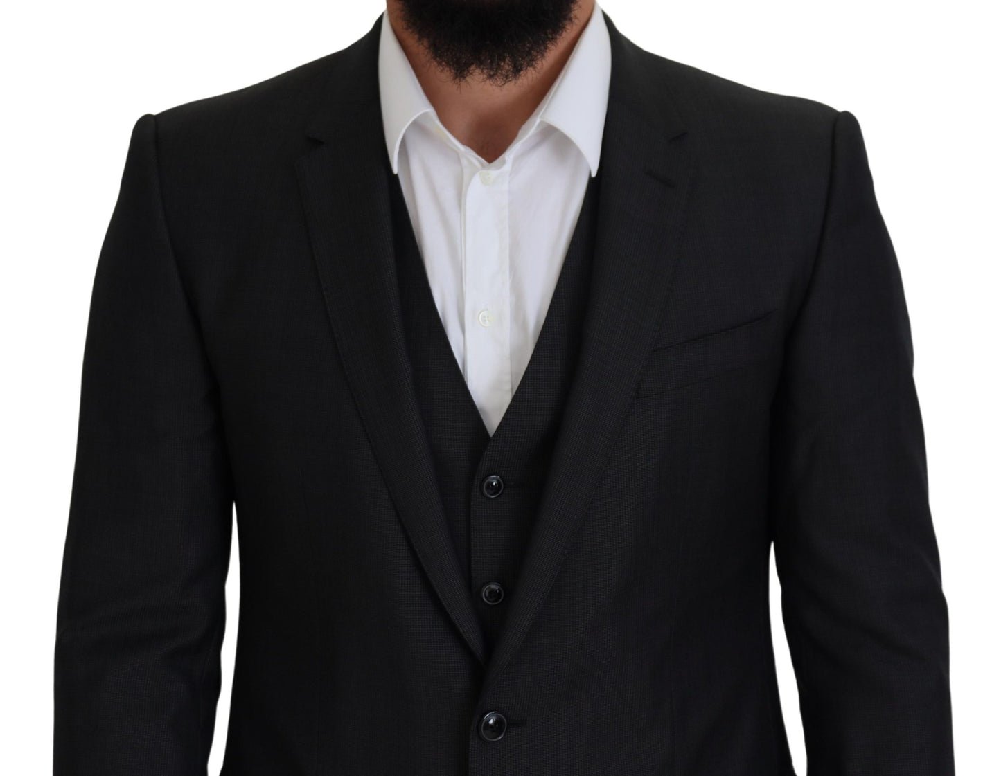 - Elegant Gray Martini Three-Piece Wool Silk Suit