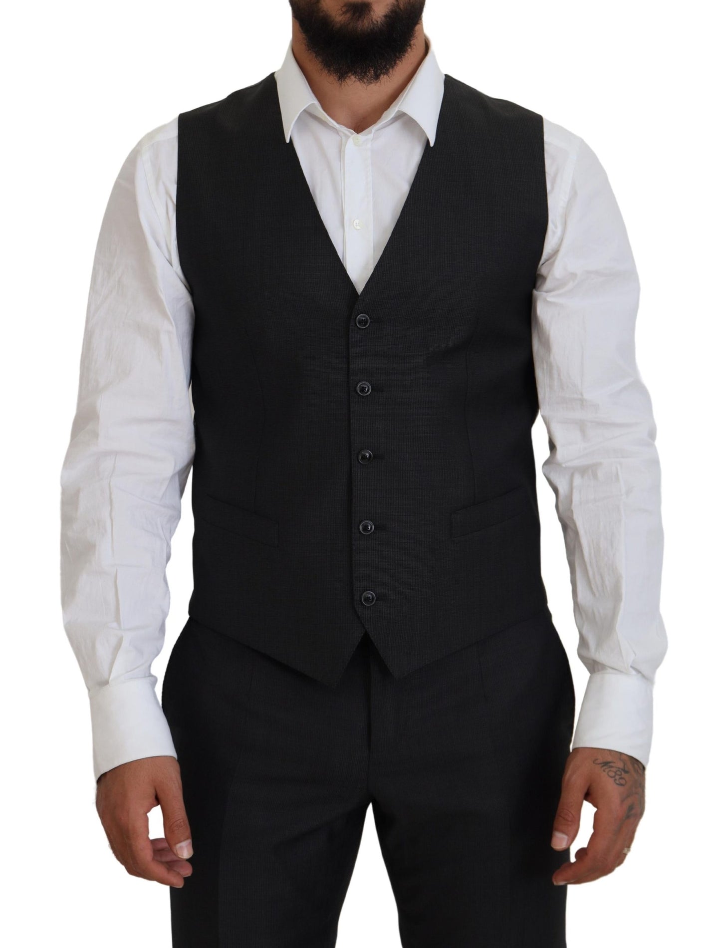 - Elegant Gray Martini Three-Piece Wool Silk Suit