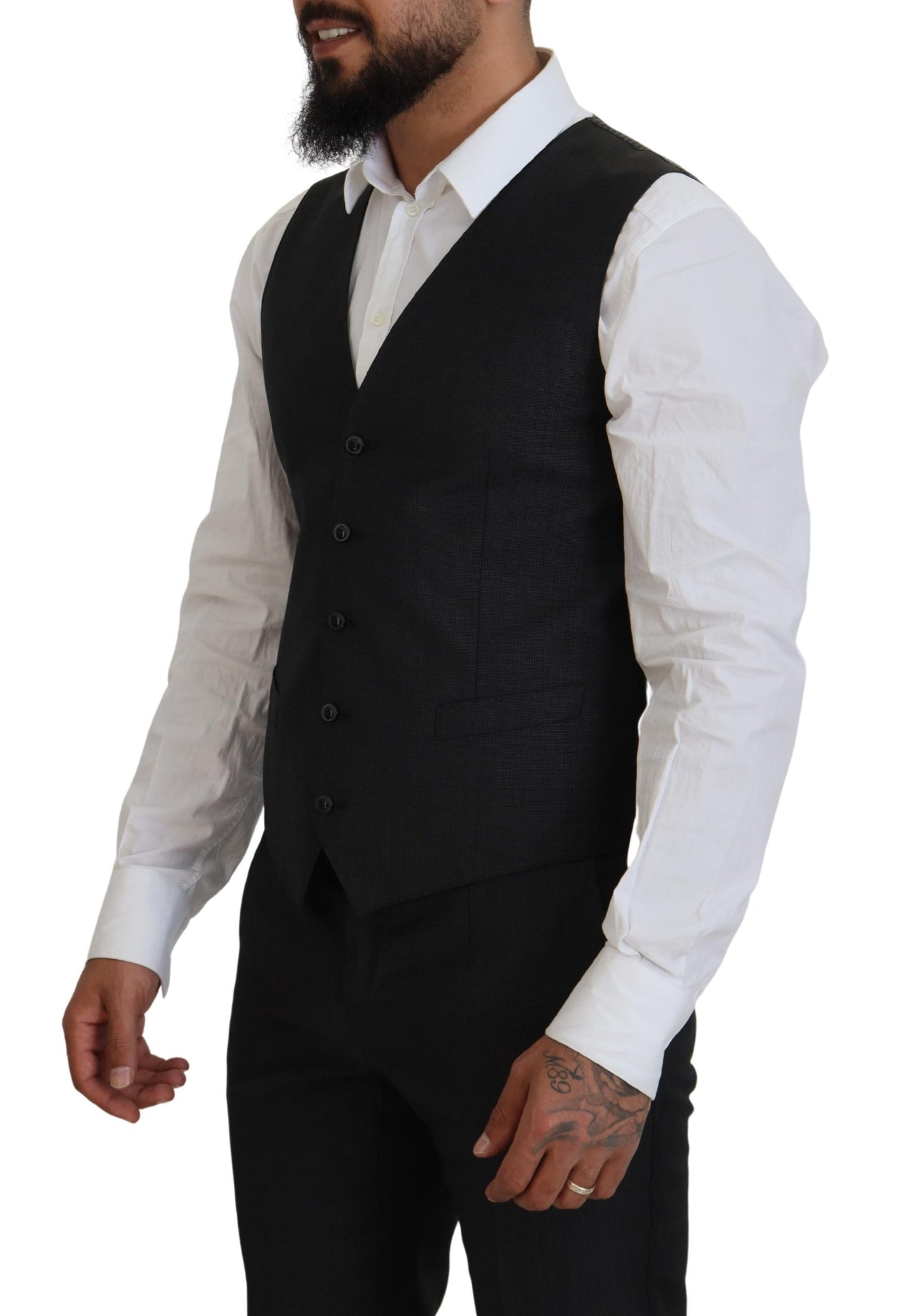 - Elegant Gray Martini Three-Piece Wool Silk Suit