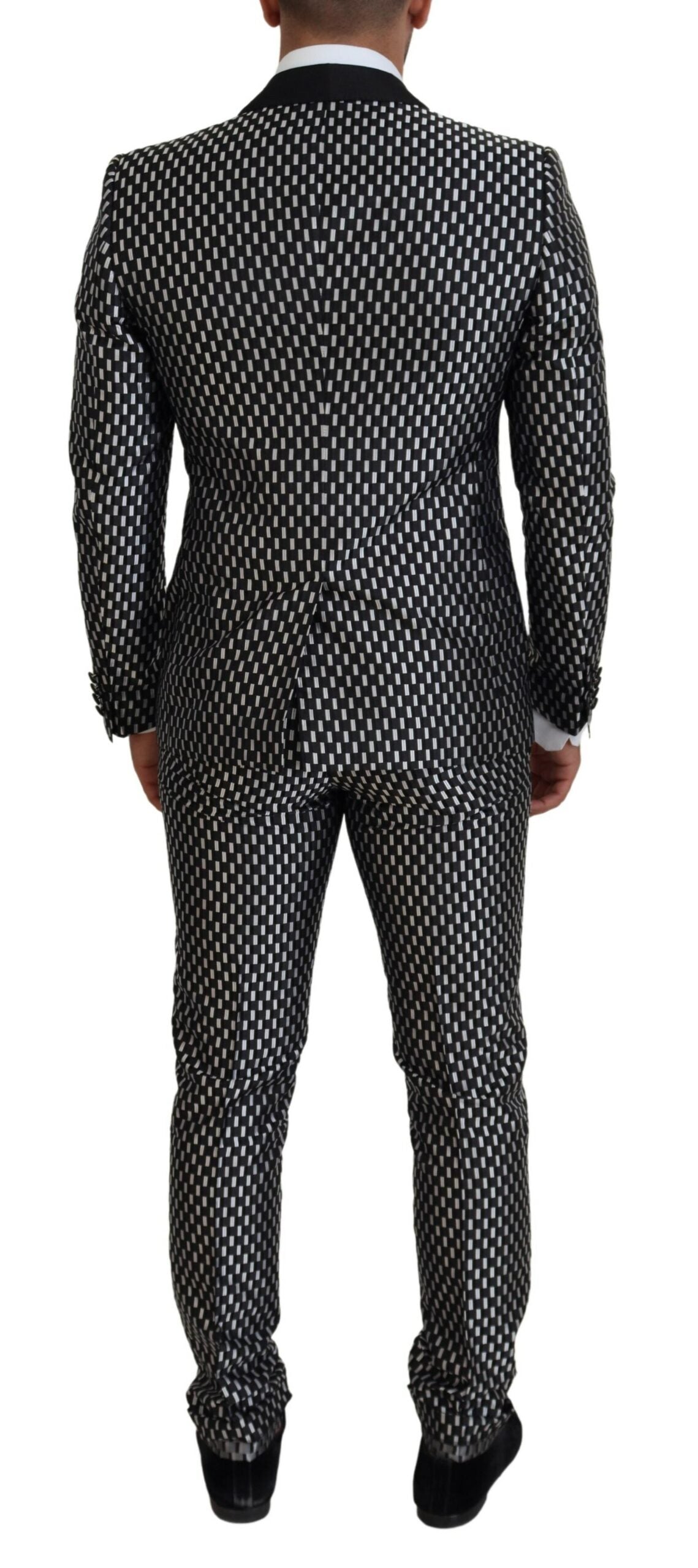 - Elegant Black Silk Blend Slim Fit Suit