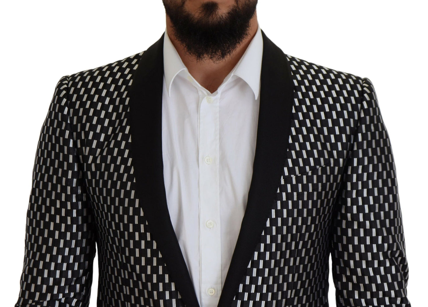 - Elegant Black Silk Blend Slim Fit Suit