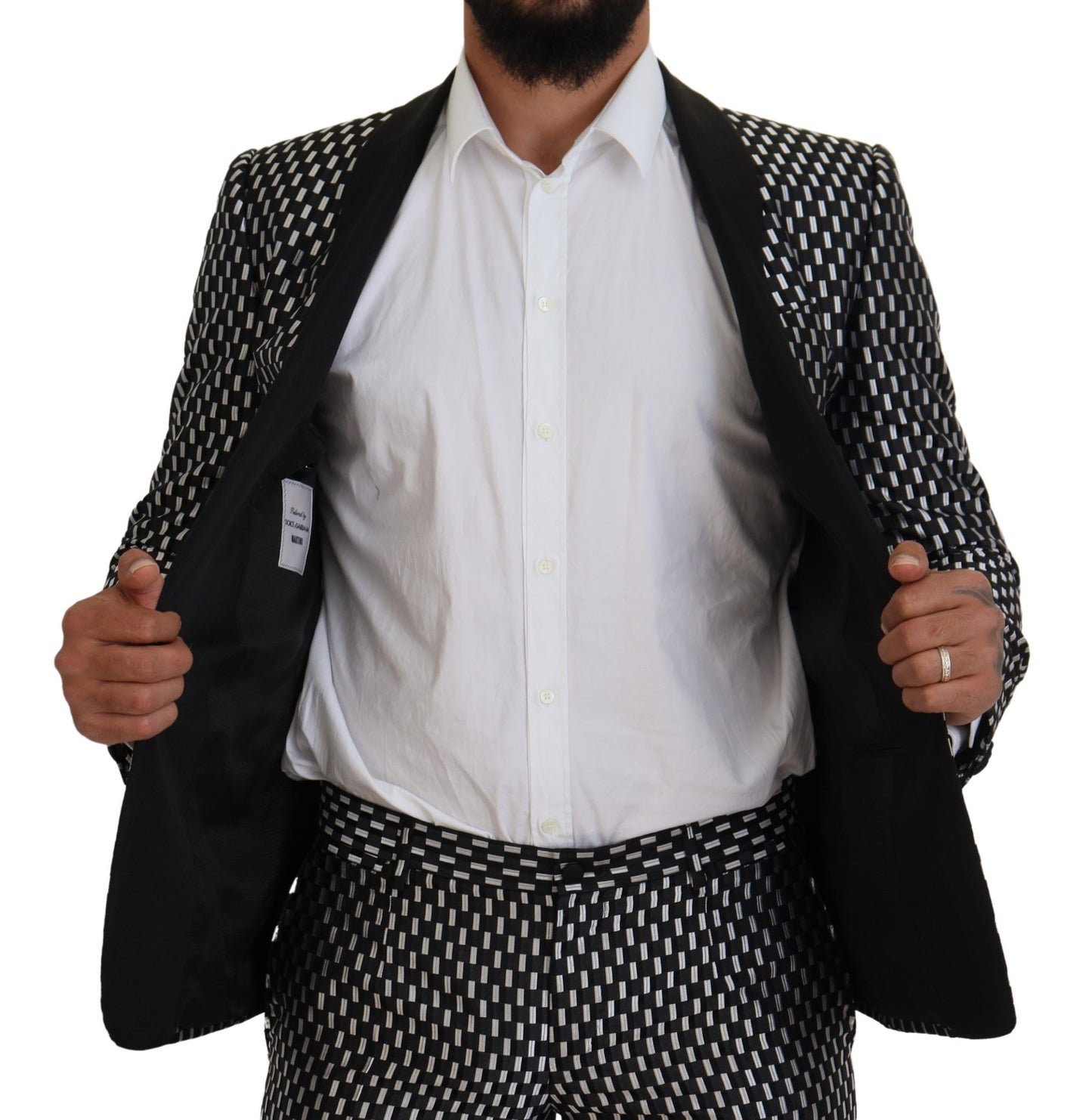 - Elegant Black Silk Blend Slim Fit Suit