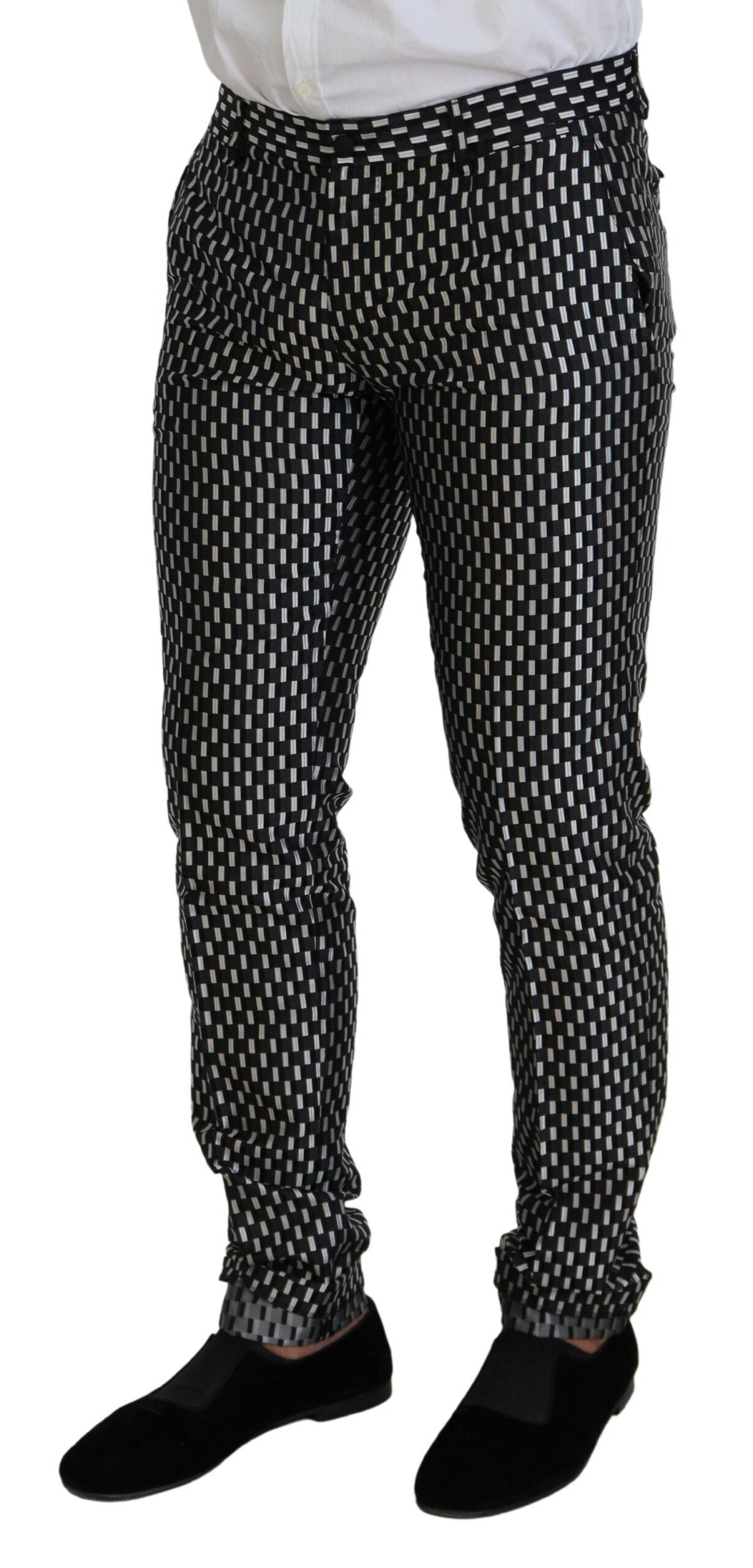 - Elegant Black Silk Blend Slim Fit Suit