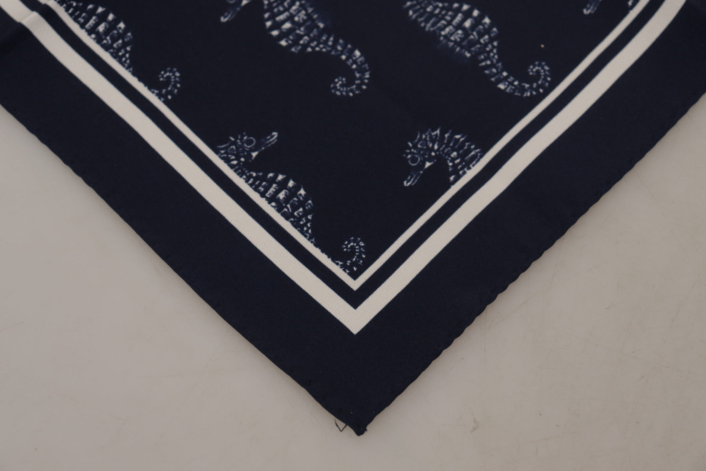 - Elegant Blue Seahorse Silk Men's Scarf