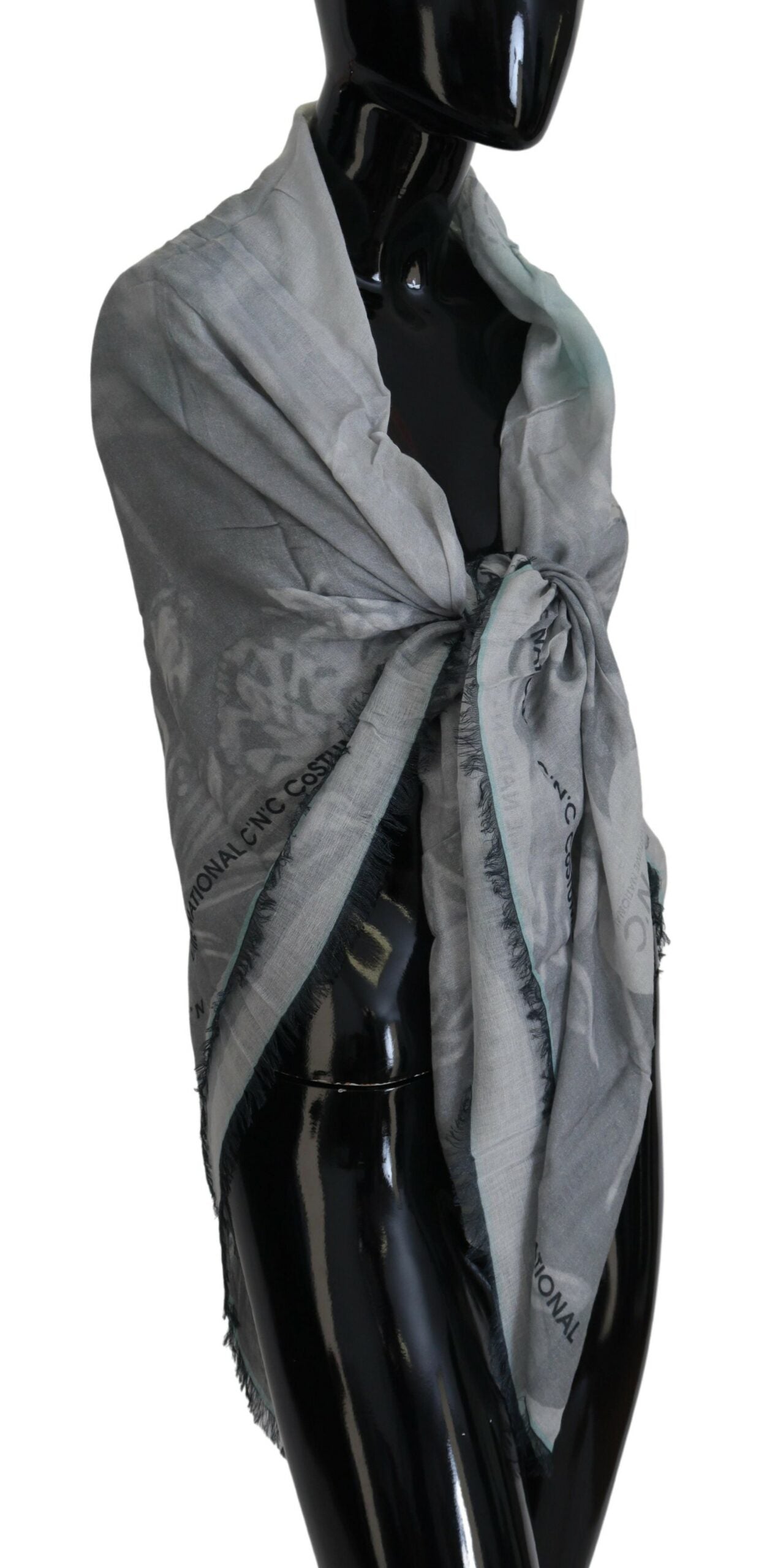 - Chic Designer Grey Scarf with Fringes