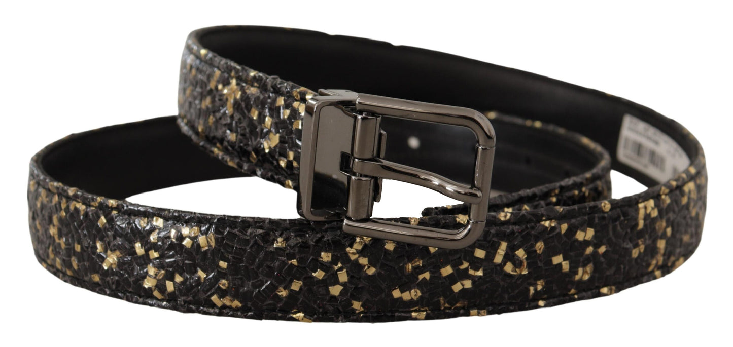 - Elegant Italian Leather Belt with Crown Detail