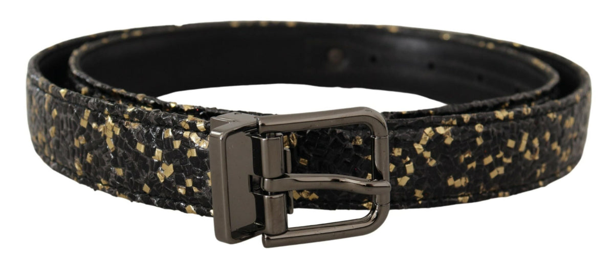 Elegant Italian Leather Belt with Crown Detail by Dolce & Gabbana