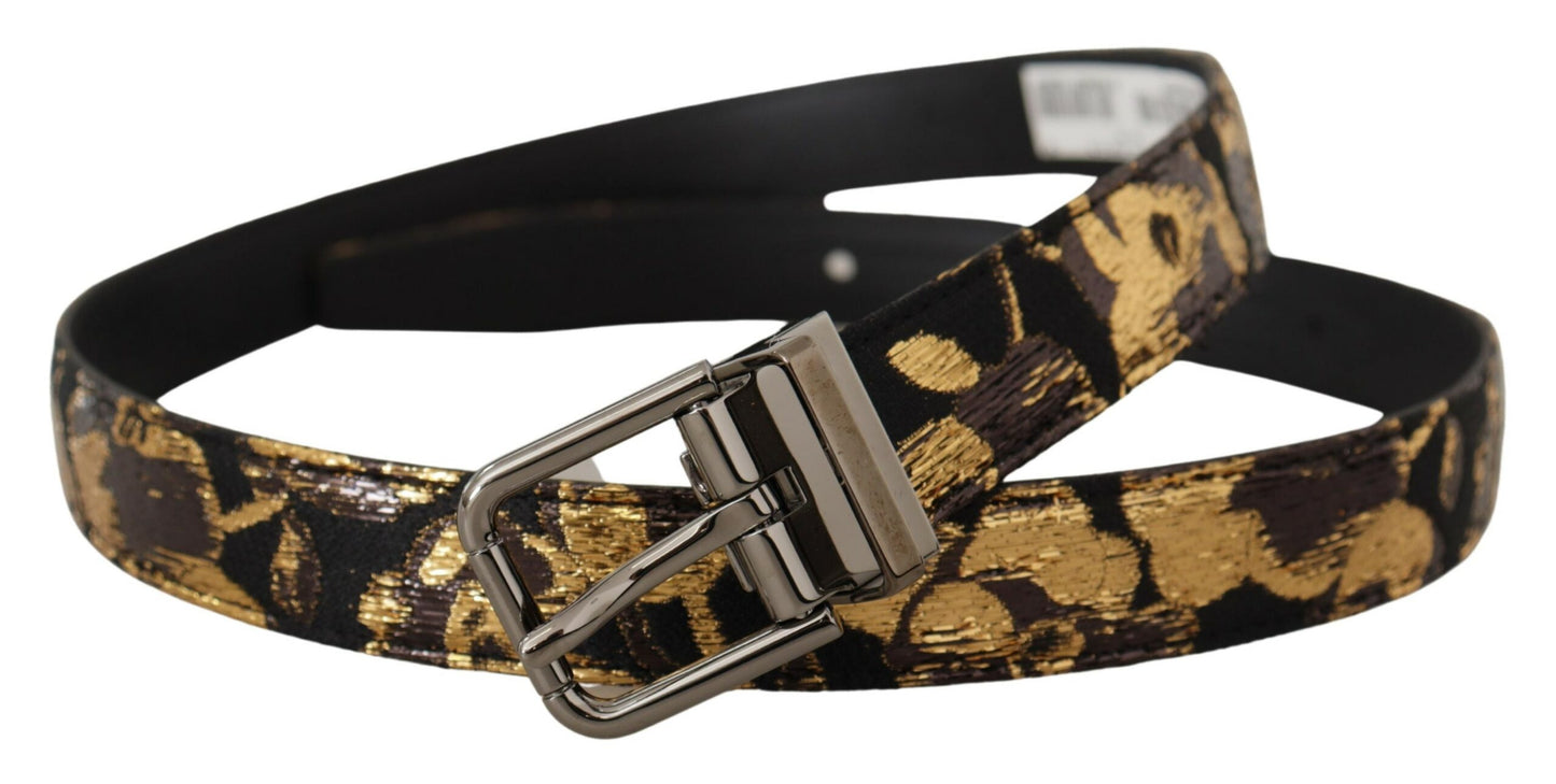 - Multicolor Leather Belt with Black Buckle