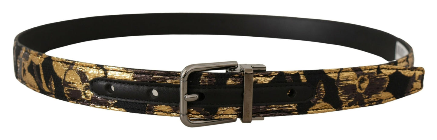 - Multicolor Leather Belt with Black Buckle