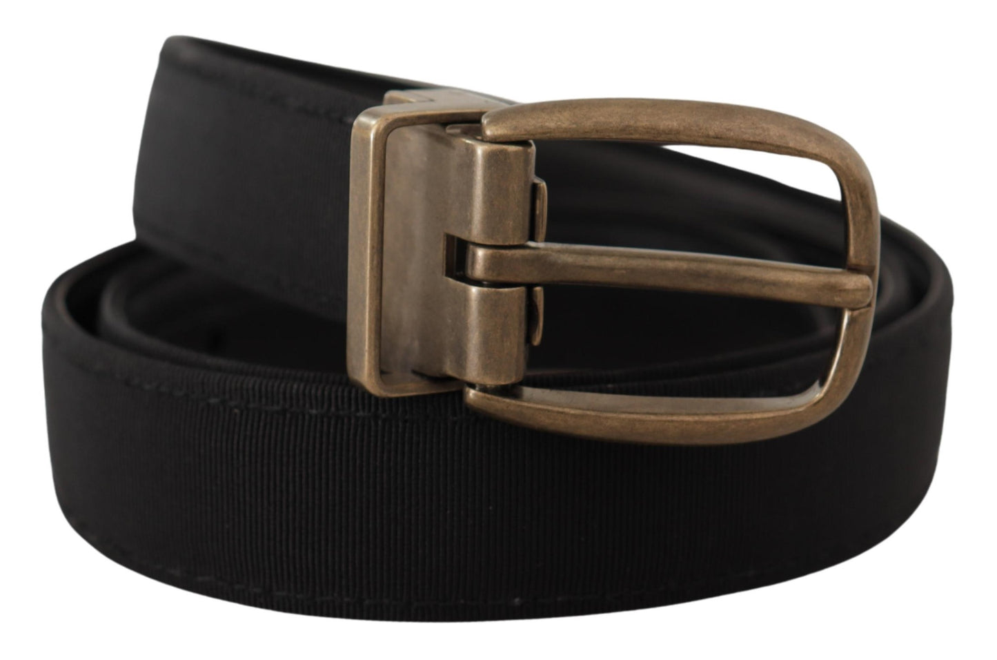 - Elegant Grosgrain Leather Belt - Black
