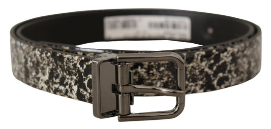 - Elegant Marble Print Leather Belt