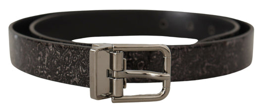 - Sleek Grosgrain Leather Belt with Metal Buckle