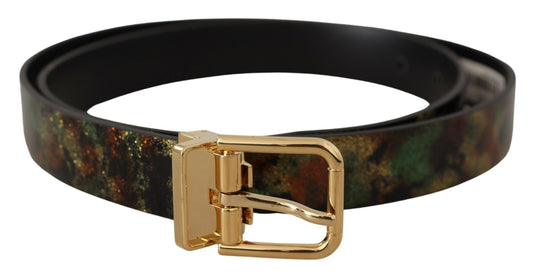 - Elegant Leather Belt with Bronze Buckle
