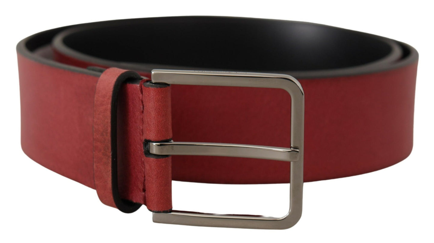 - Elegant Grosgrain Leather Belt with Silver Buckle