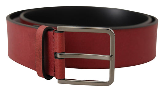 - Elegant Grosgrain Leather Belt with Silver Buckle