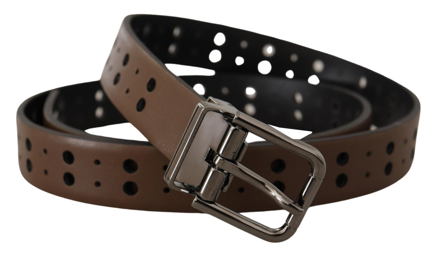 - Elegant Leather Belt with Metal Buckle