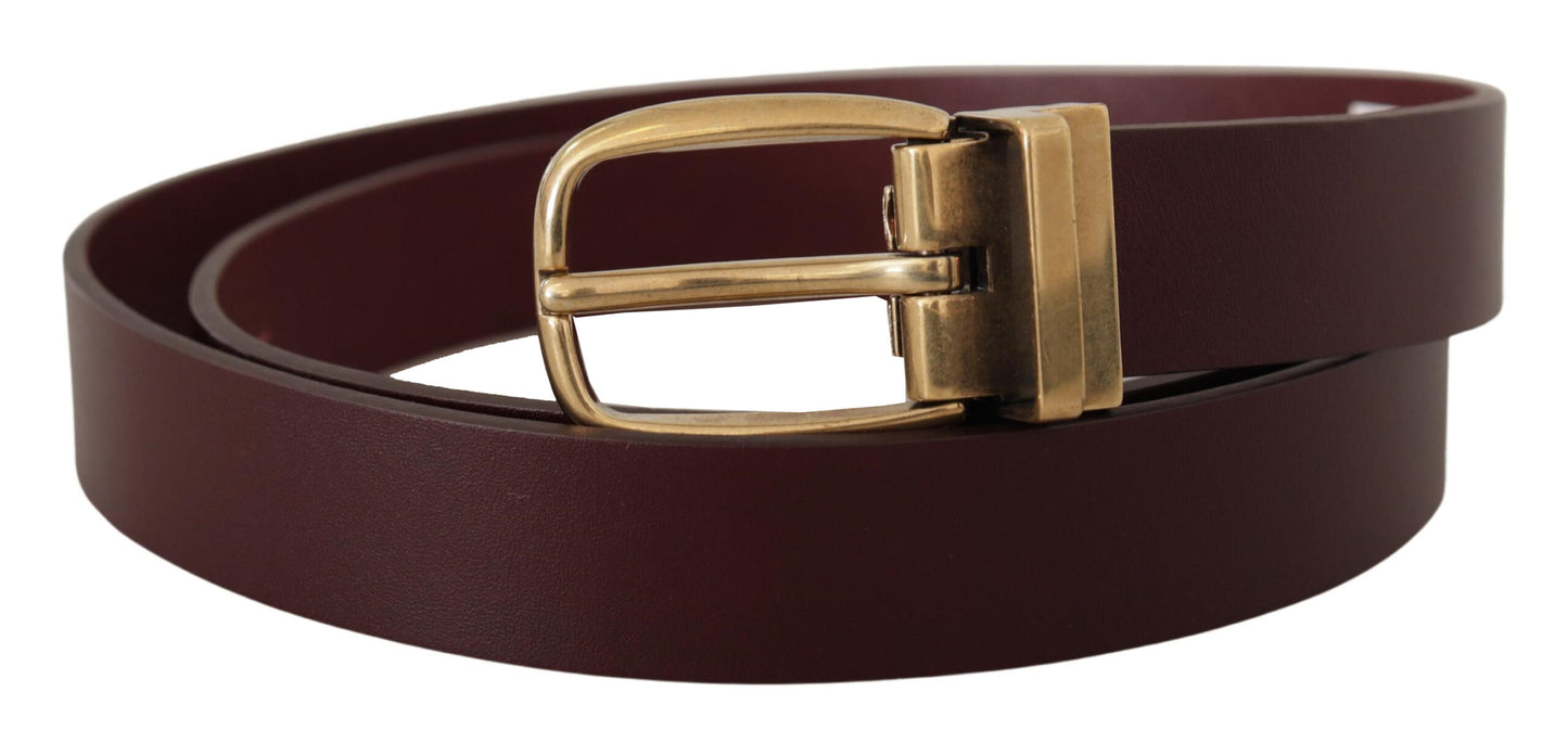- Elegant Brown Leather Belt with Gold Buckle