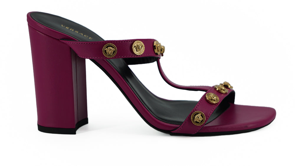 - Elegant Purple Calf Leather High Sandals